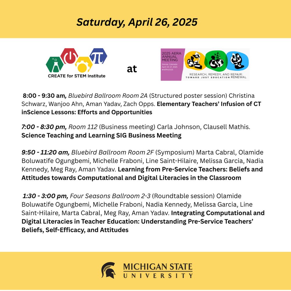 Saturday, April 26, 2025 CREATE at AERA 2025 schedule