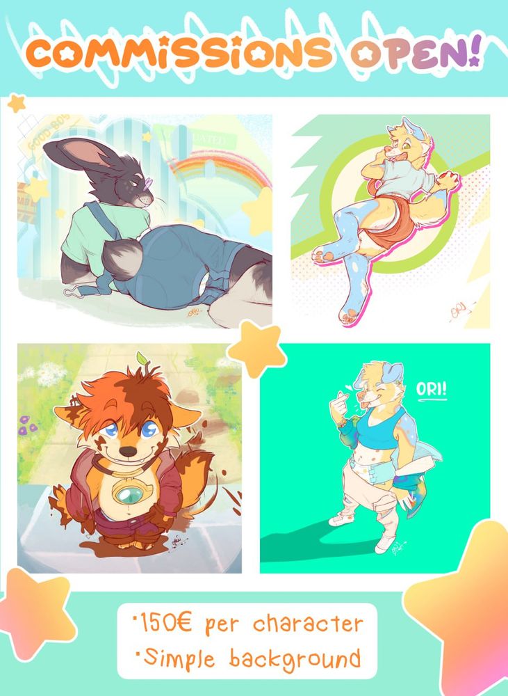 Collage of drawings made by myself to showcase the results of the commissions