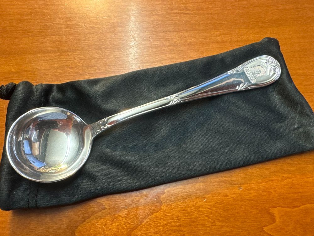 silver coffeetaster cupping spoon named "Old Reliable"