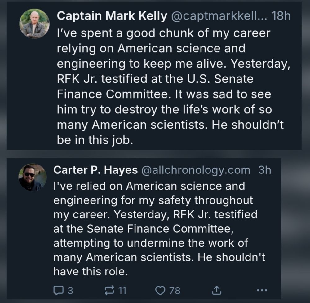 Another example of Carter P. Hayes reposting someone else's post content as if it was his own. This time copying a post by Mark Kelly, only changing a few words.