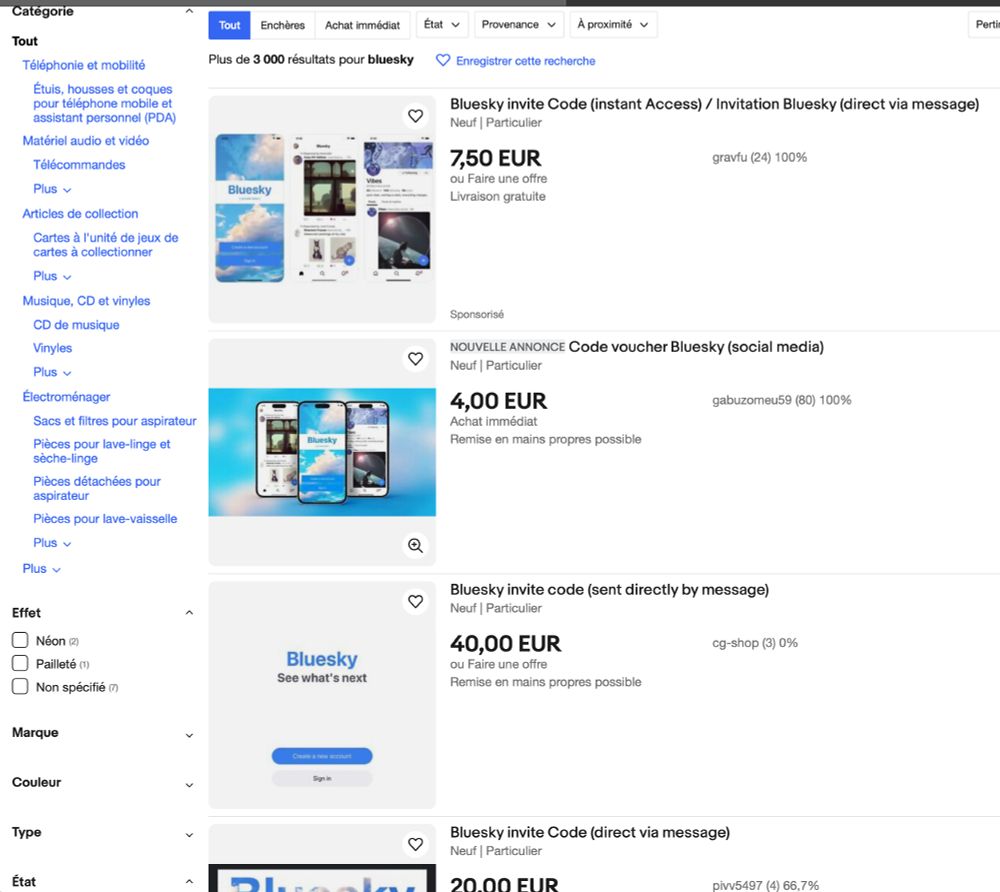 Invitation Bluesky en vente sur ebay