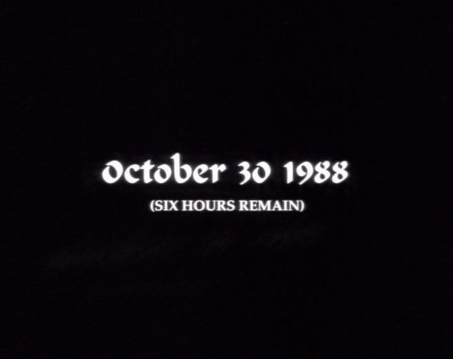 white on black text reading October 30 1998 (six hours remain)