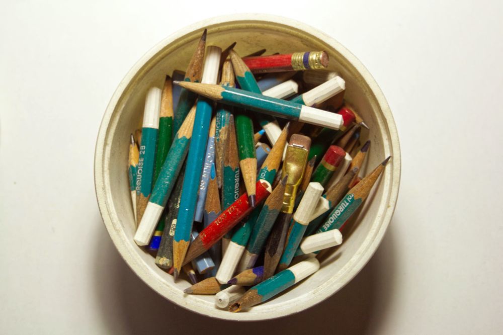 a can full of very short pencils