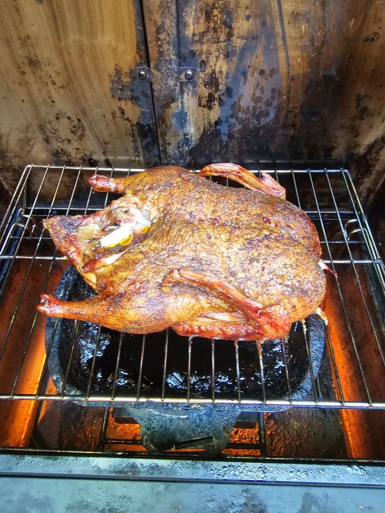 Smoked duck with brown crispy skin
