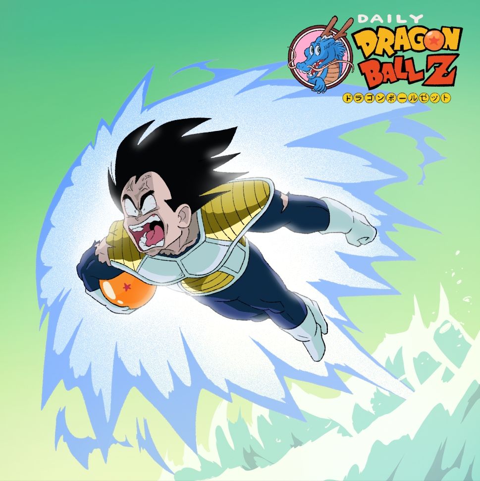 Vegeta streaks through the air looking the most angry a person can look. 