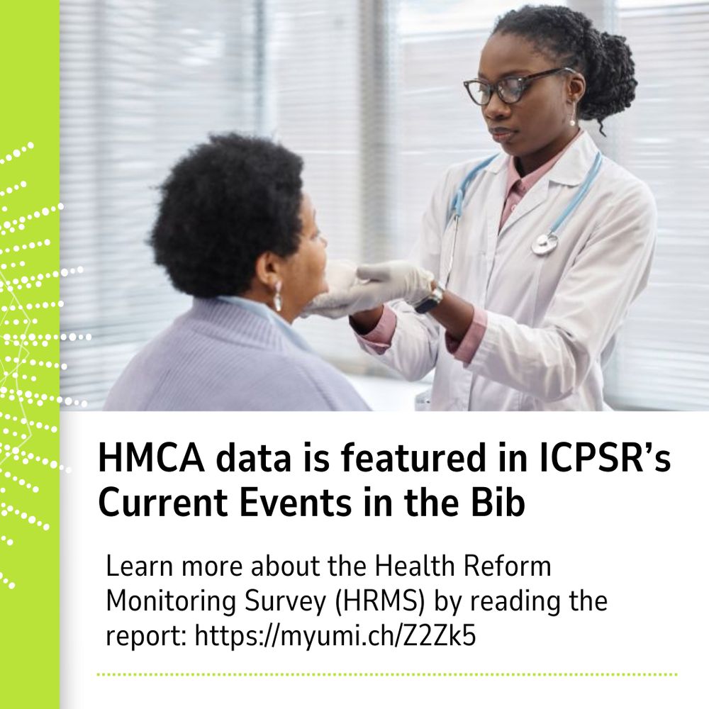 Infographic about the HMCA Current Events in the Bib feature with a link to the report, including a photo of a doctor with a patient