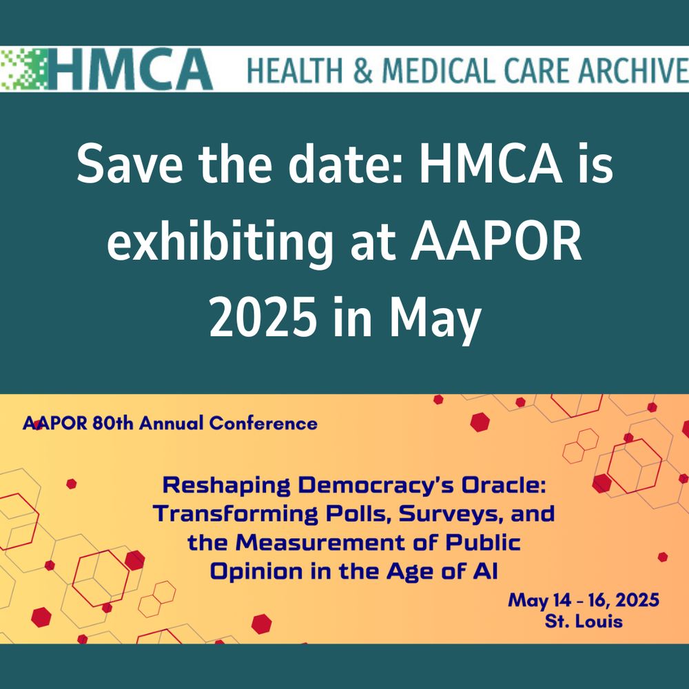 Infographic about HMCA exhibiting at AAPOR 2025 in May, in St. Louis