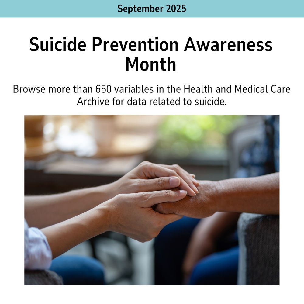 Infographic declaring September as Suicide Prevention Awareness Month with a depiction of a person holding another persons hand.