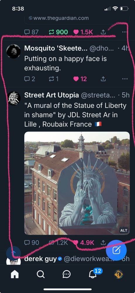 This post juxtaposed in my feed with a mural of the Statue of Liberty covering her face in shame.