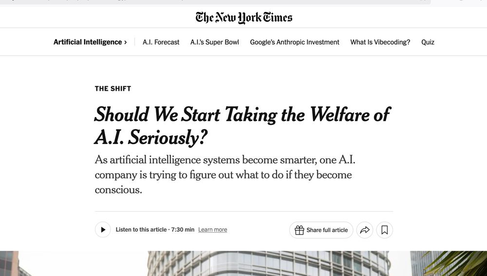 Should We Start Taking the Welfare of A.I. Seriously?
