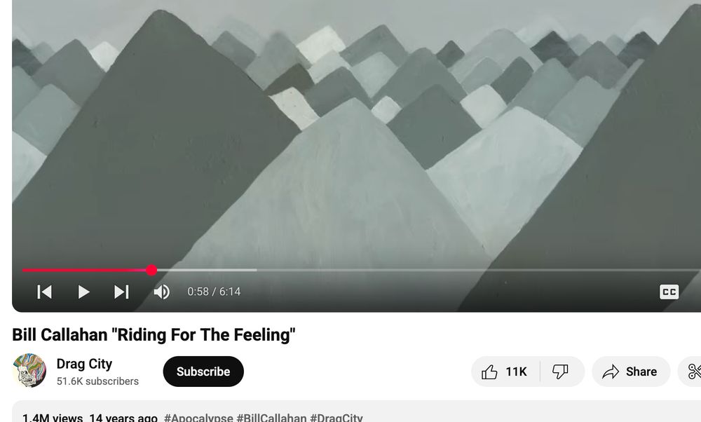 screenshot of youtube for bill callahan's riding for the feeling