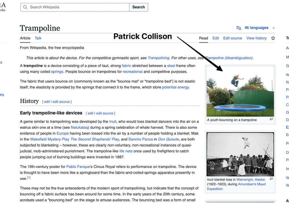 patrick collison is the kid on the trampoline