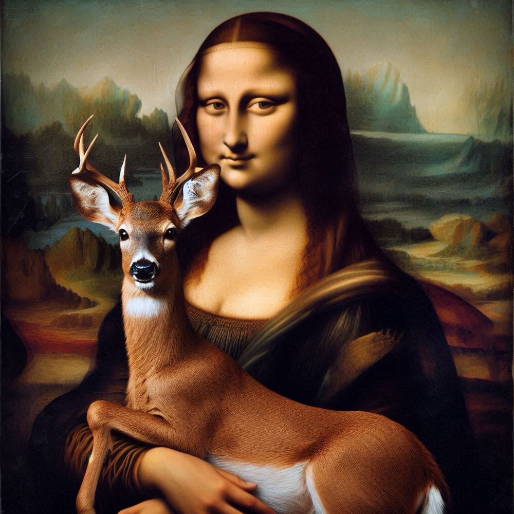 La Mona Lisa con un ciervo en los brazos