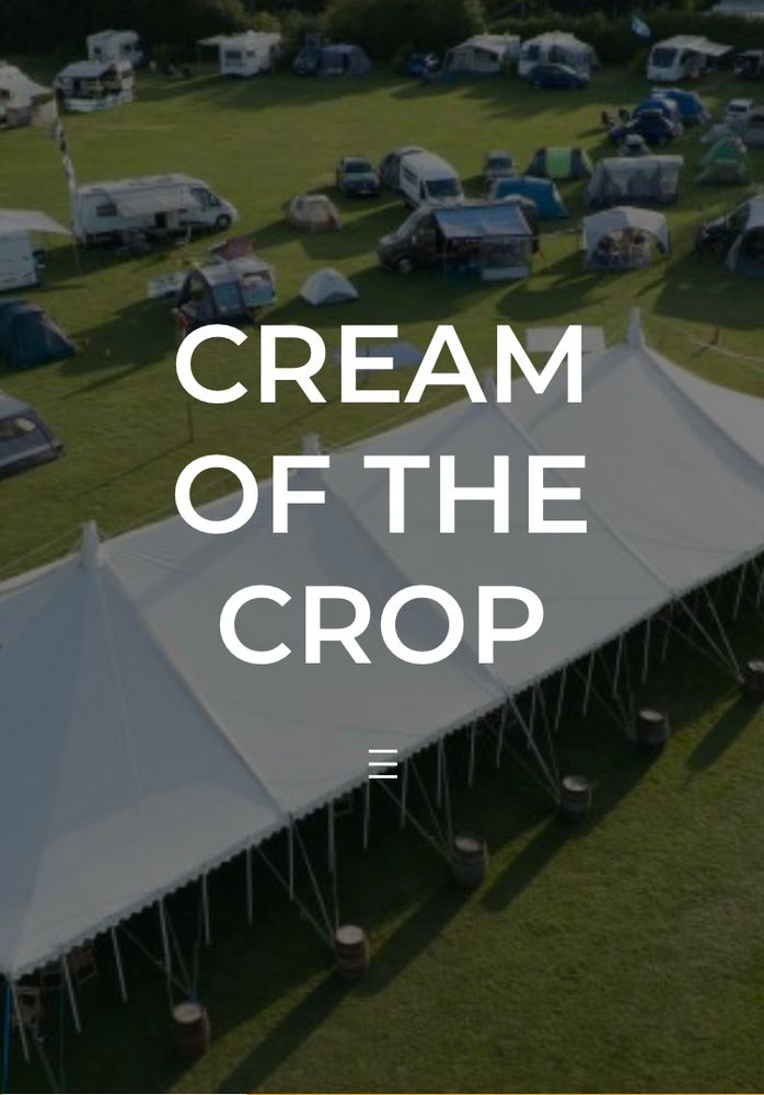 Screen shot from
Cream of the crop website showing aerial view of marquee in green field