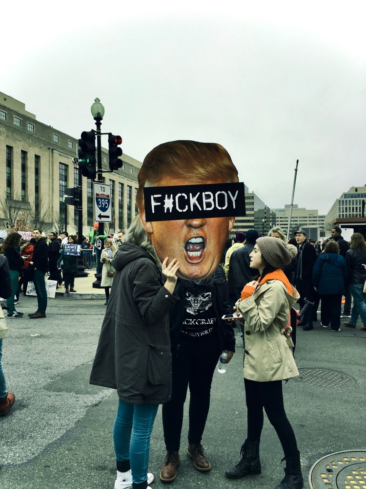 A homemade poster of loser trump created by smart people protesting against the worst president in US history  in the DC women’s march 