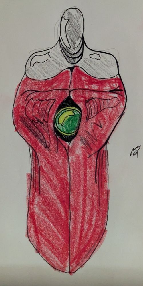 Red alien robot dude with green ball