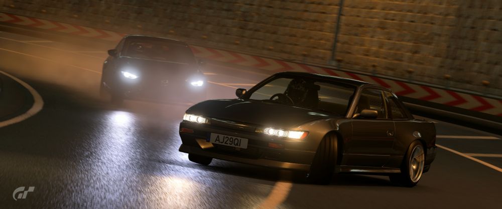 Cars:
Nissan Silvia K's Dia Selection (S13) '90 (front)
Mazda 3 X Burgundy Selection '19 (back)
Track:
Tokyo Expressway East Clockwise (Turn 8)