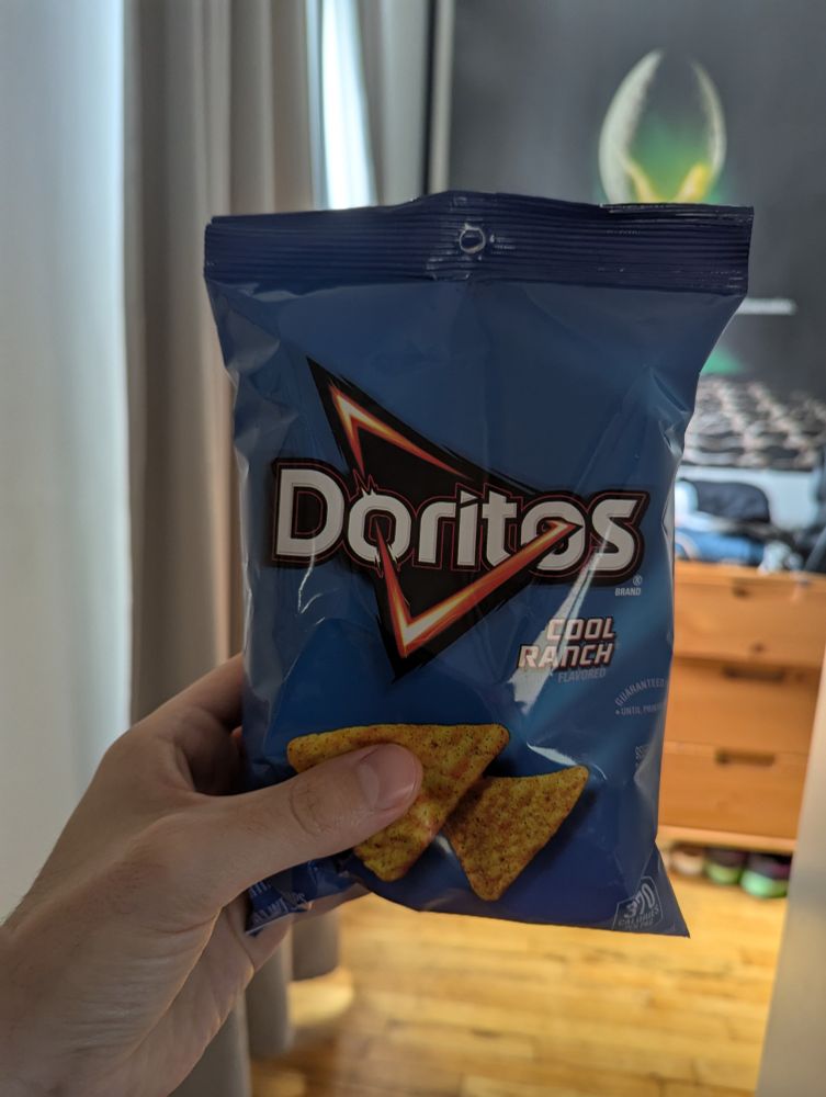 a blue bag of cool ranch doritos