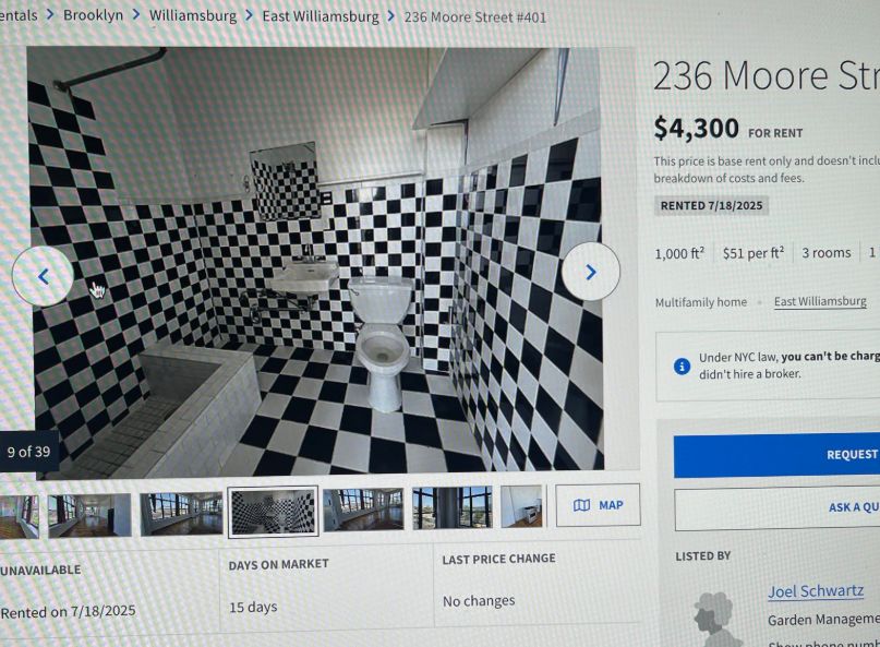 bathroom with extremely checkered tiles