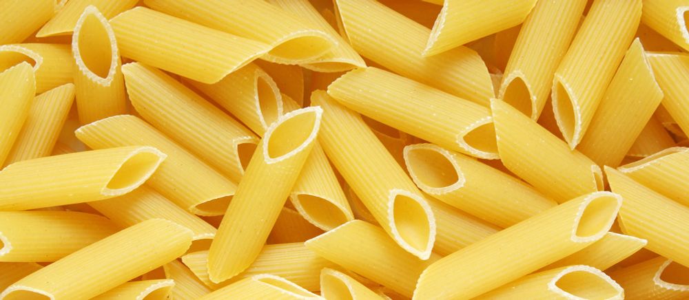 An image of dry Penne pasta noodles I found on the internet..