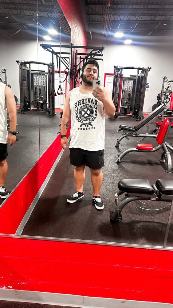 Workout out mirror selfie. Latino man 