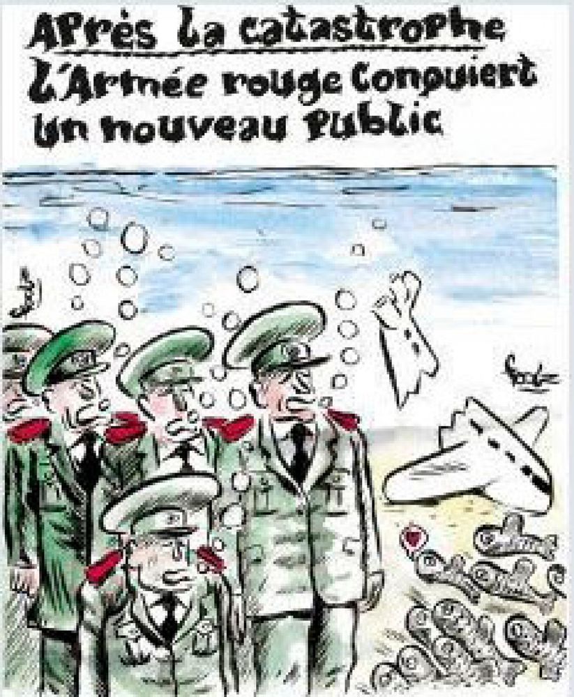 Charlie Hebdo cartoon: Après la catastrophe L'Armée rouge Conouiert Un nouveau Public