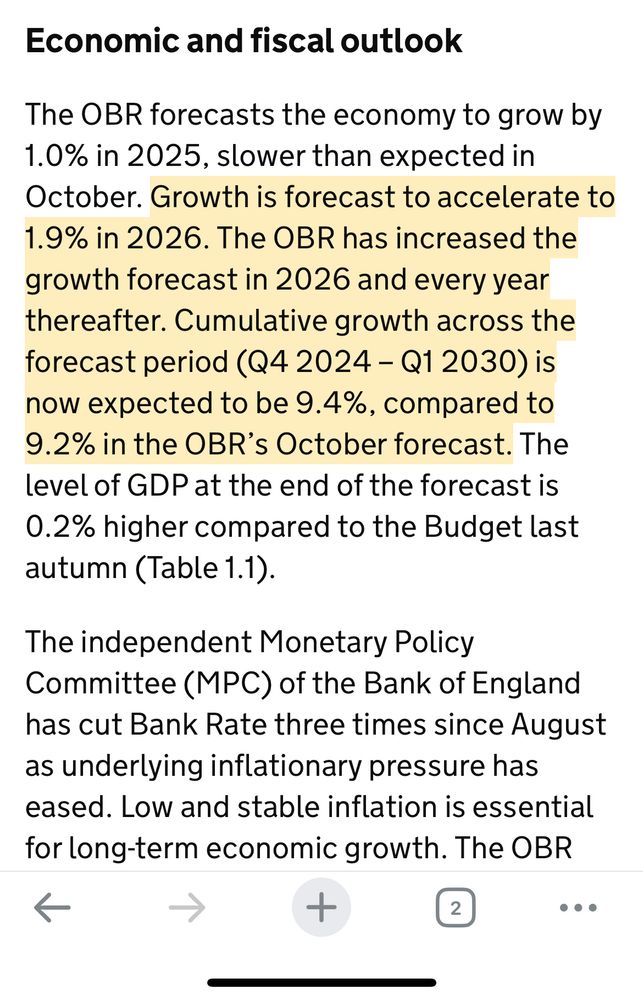 While all the headlines focus on the OBR cutting its growth forecast for 2025, it has actually increased the growth forecast in 2026 & every year hereafter. Something you could be forgiven for not learning from most media coverage this morning…