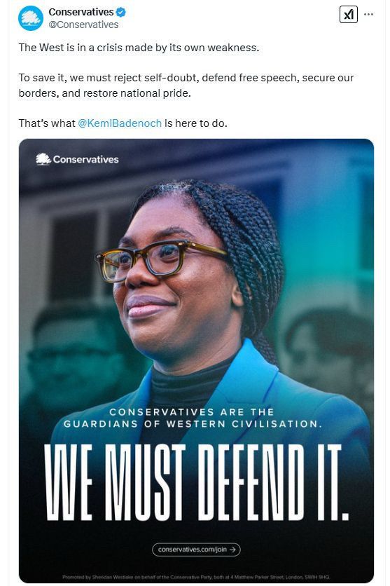 Kemi Badenoch's latest bonkers claim about the West being in a crisis made by its own weakness.