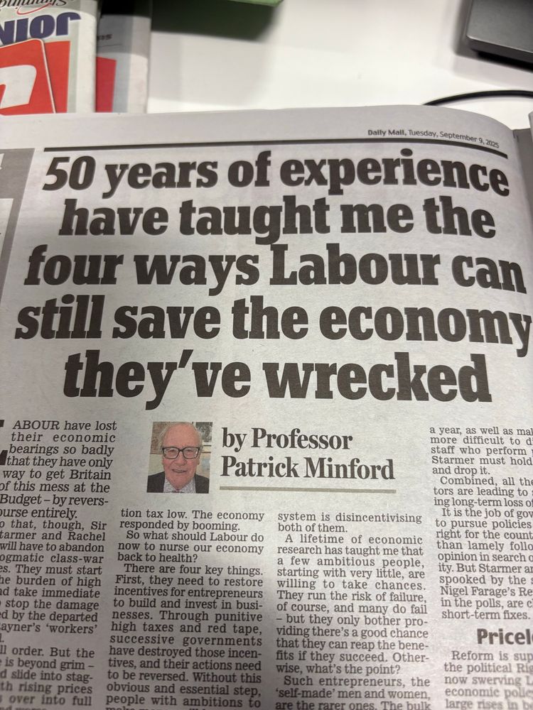 Patrick Minford writing for the Mail.