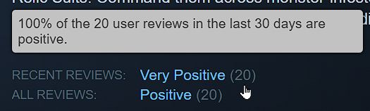 Steam review area showing 20 out of 20 demo reviews of Battle Suit Aces are positive.