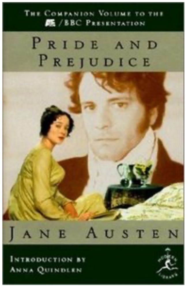 Cover of Pride and Prejudice featuring Colin Firth and Jennifer Ehle, who played Darcy and Elizabeth in the 1995 TV miniseries of the book. 