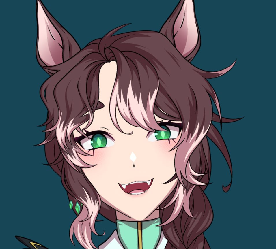 A screenshot of a vtuber with umamusume ears smiling