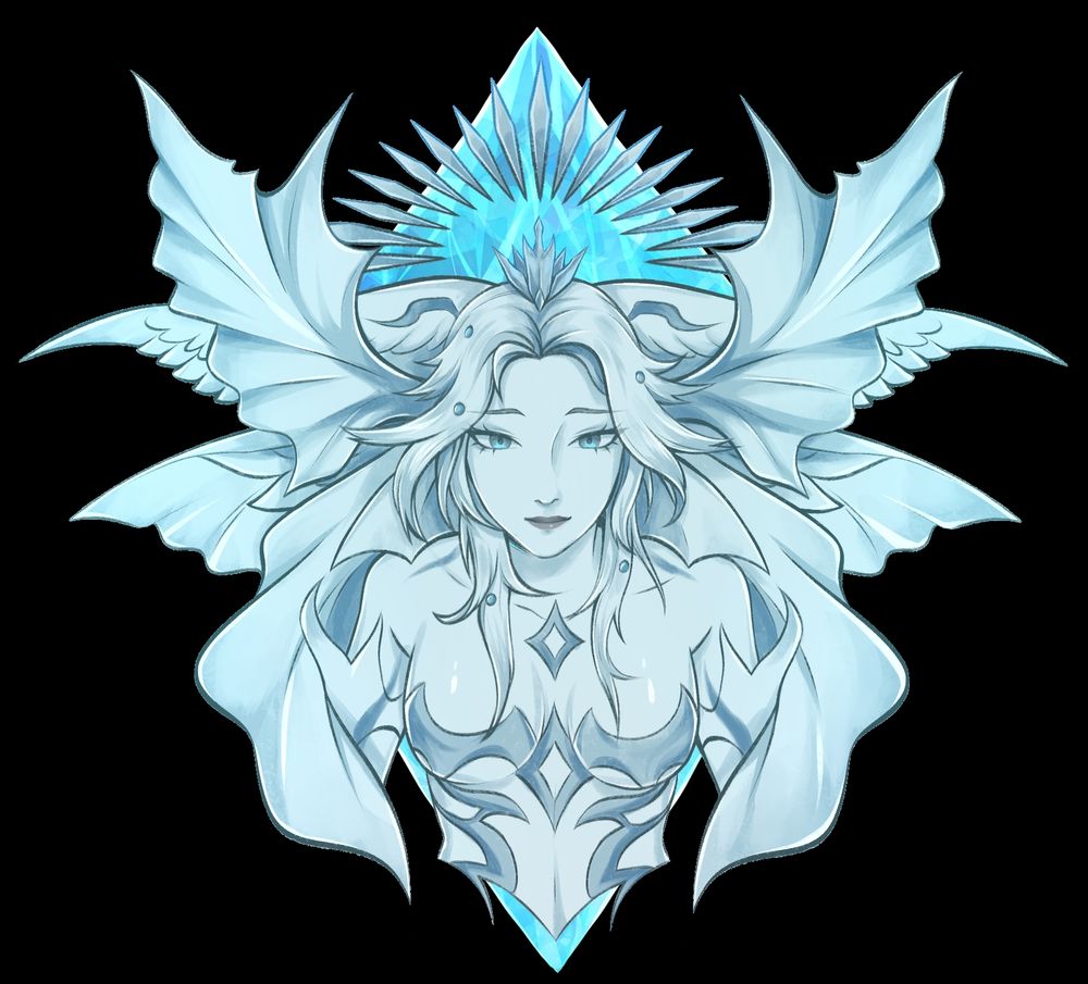 Digital art of Hydaelyn from Final Fantasy 14, in front of the Mother Crystal.