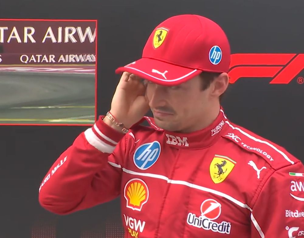 Charles Leclerc shocked during his interview after getting pole in Hungary.
