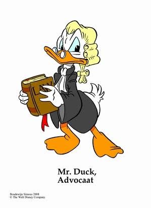 Donald Duck as a lawyer.