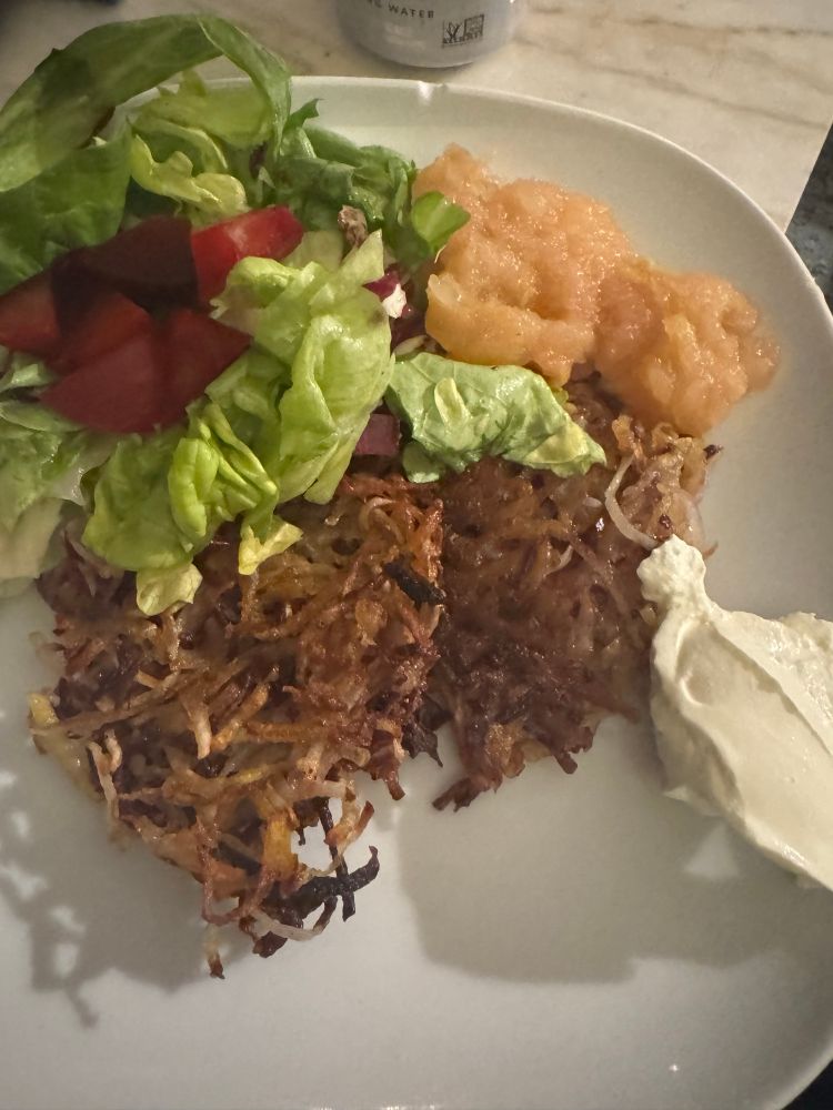 Latkes and salad 
