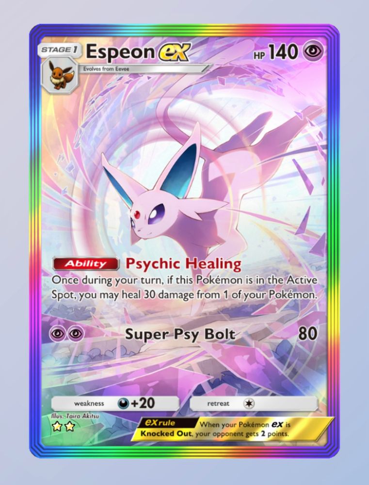 Rainbow art Espeon EX Pokemon TCGP card