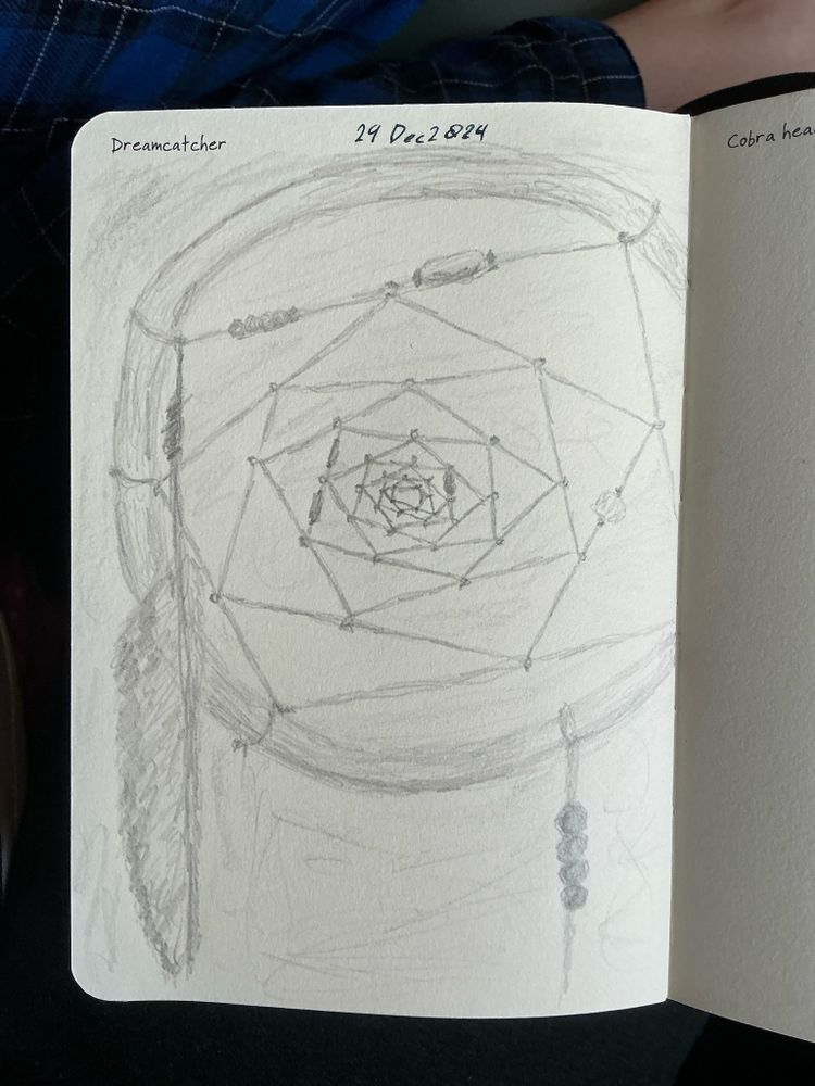 Pencil drawing of a dreamcatcher.