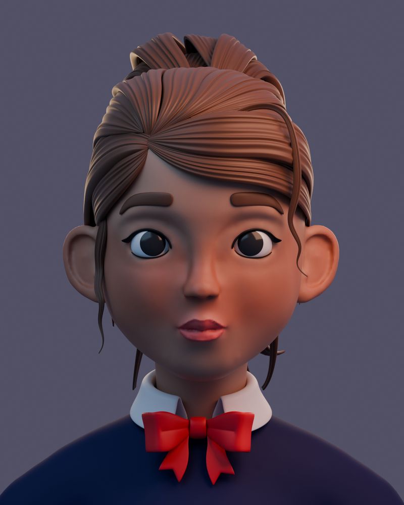 Blender female character with brown hair