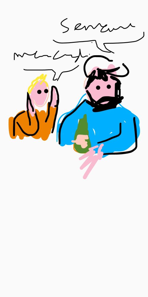 Dessin mal fait du même de Capitaine haddock qui a une semaine compliqué