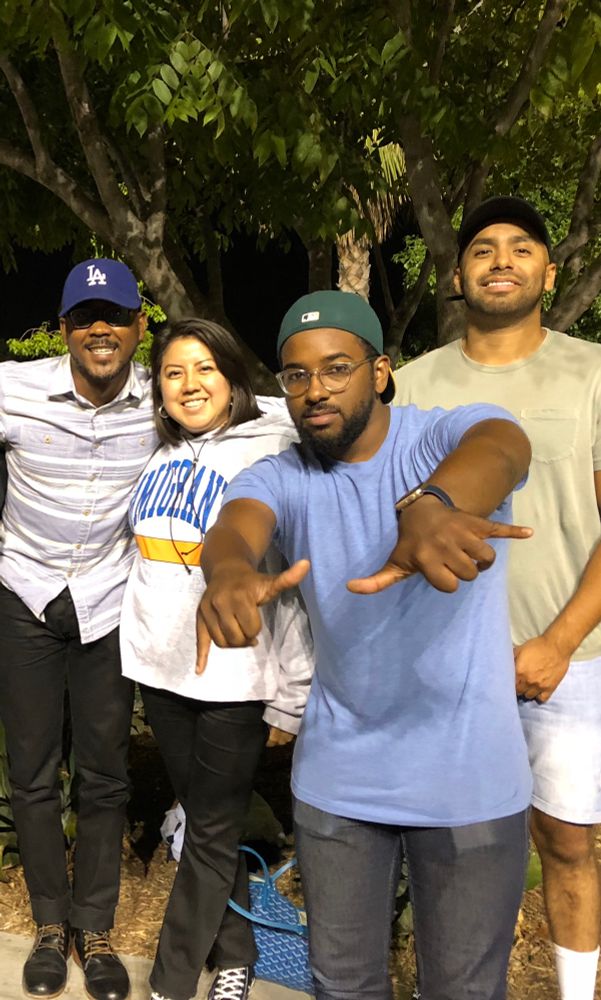 Bradford, job and two friends hanging at dodger stadium 