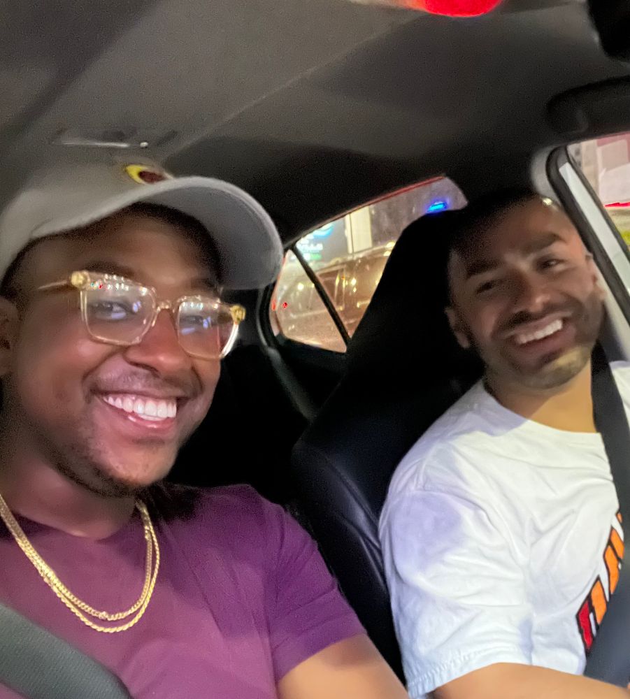 Bradford and job sitting in his car