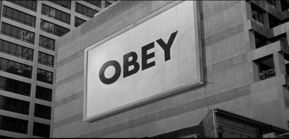 The OBEY billboard from THEY LIVE that you can see with the special sunglasses