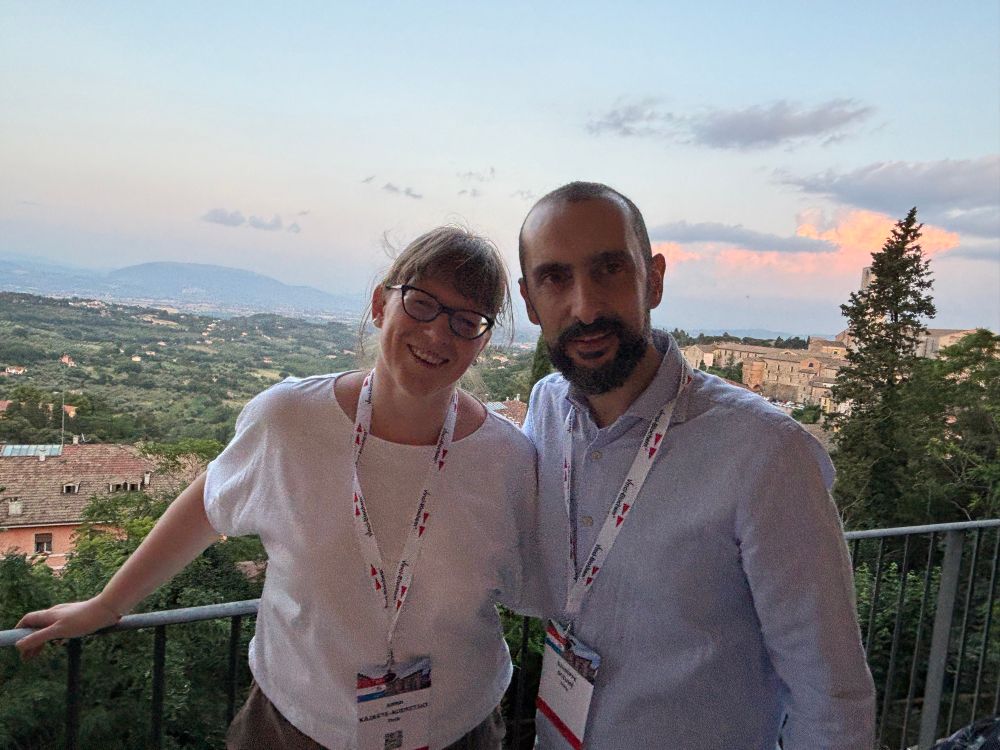 Anna and Giuseppe on a beautiful panoramic terrace the evening of the faculty dinner