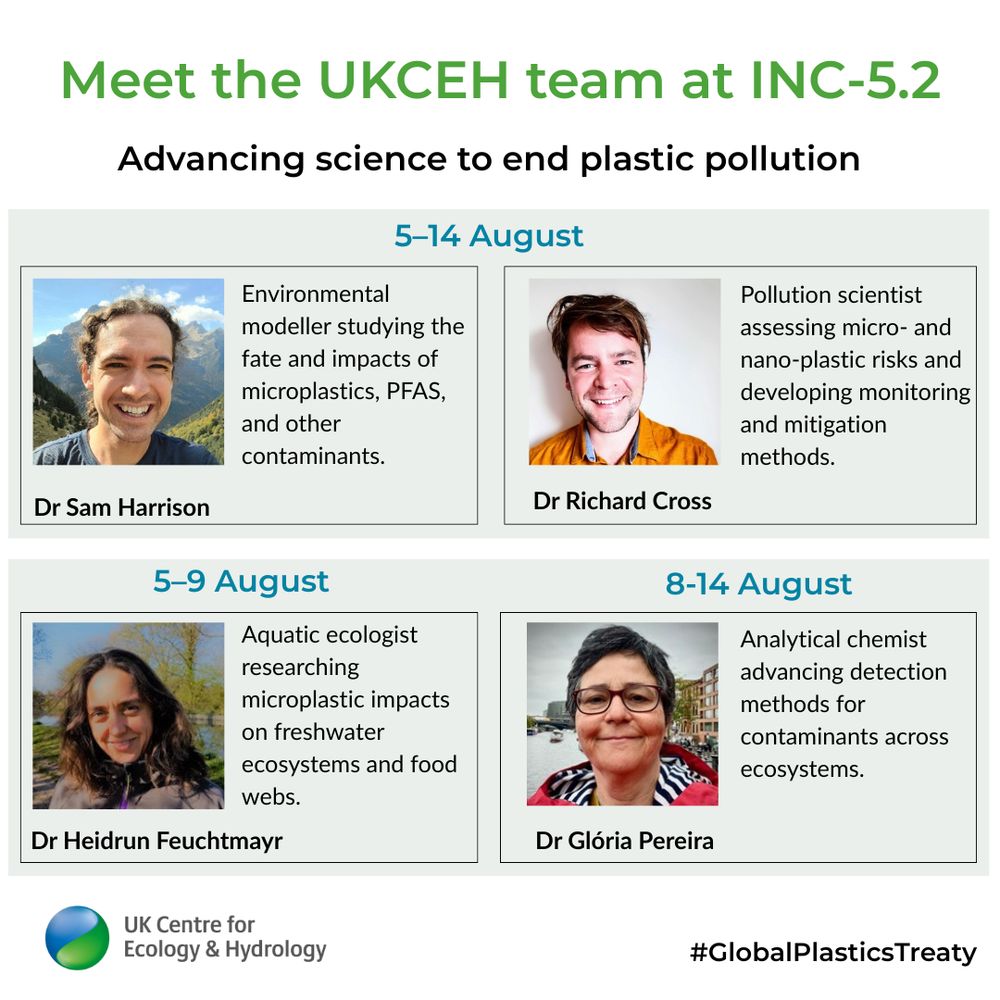Details and pictures of the four UKCEH scientists attending the Global Plastics Treaty negotiations under the heading Meet the UKCEH team at INC5.2