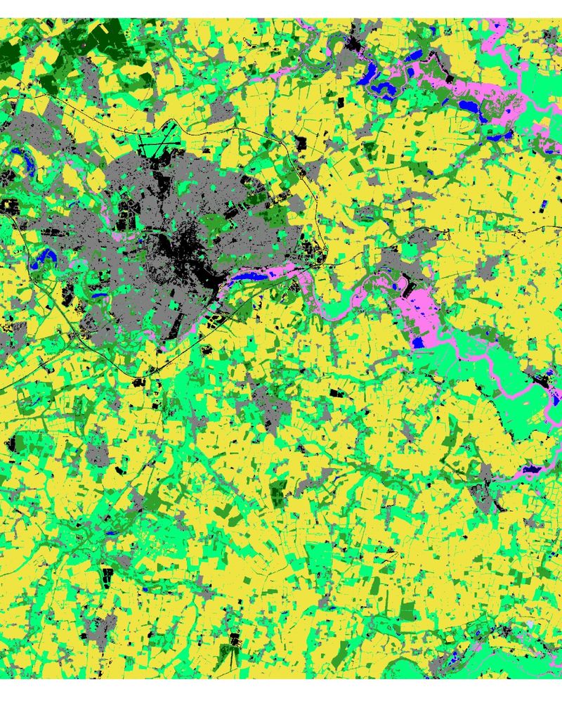 Broad habitats from the UKCEH Land Cover Map for an area around Norwich in England