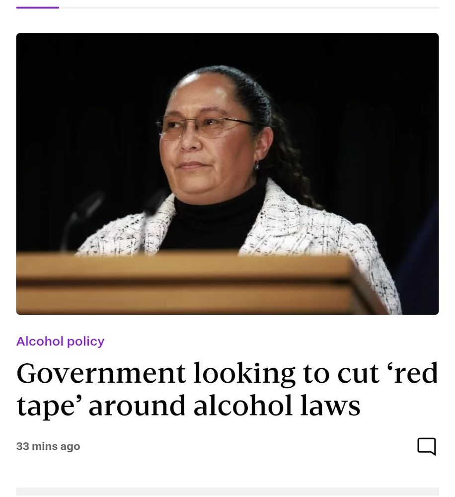 A screenshot of a stuff article covering the government's move to cut red take around alcohol laws