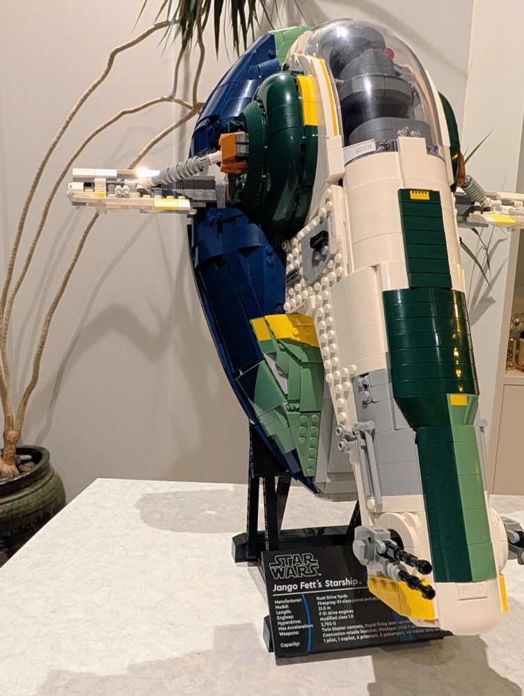 A photo of Jango Fett's LEGO starship