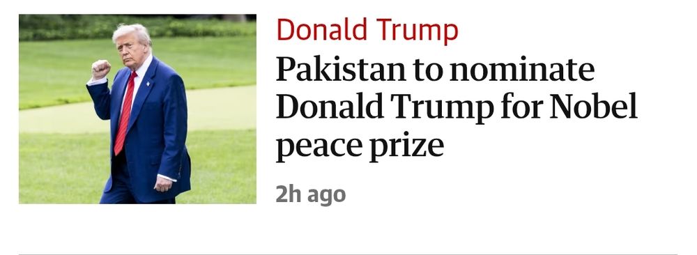 Donald Trump
Pakistan to nominate Donald Trump for Nobel peace prize