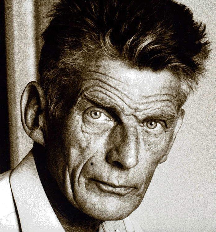 Samuel Beckett staring grimly into the camera